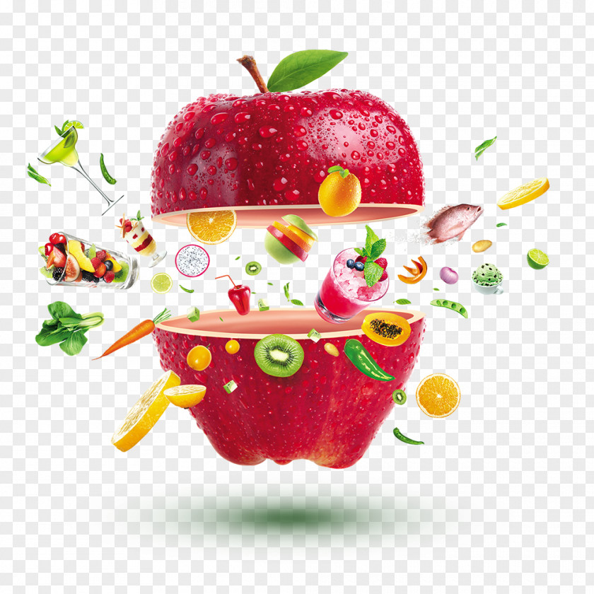 Cut Apple Strawberry Auglis PNG