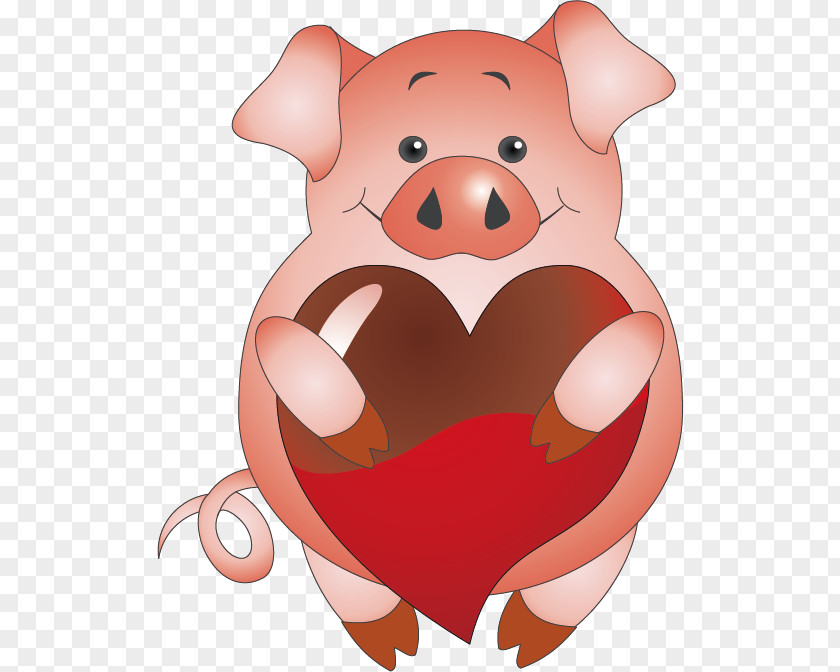 Holding Love Pigs Domestic Pig Valentines Day Paper Scrapbooking Clip Art PNG