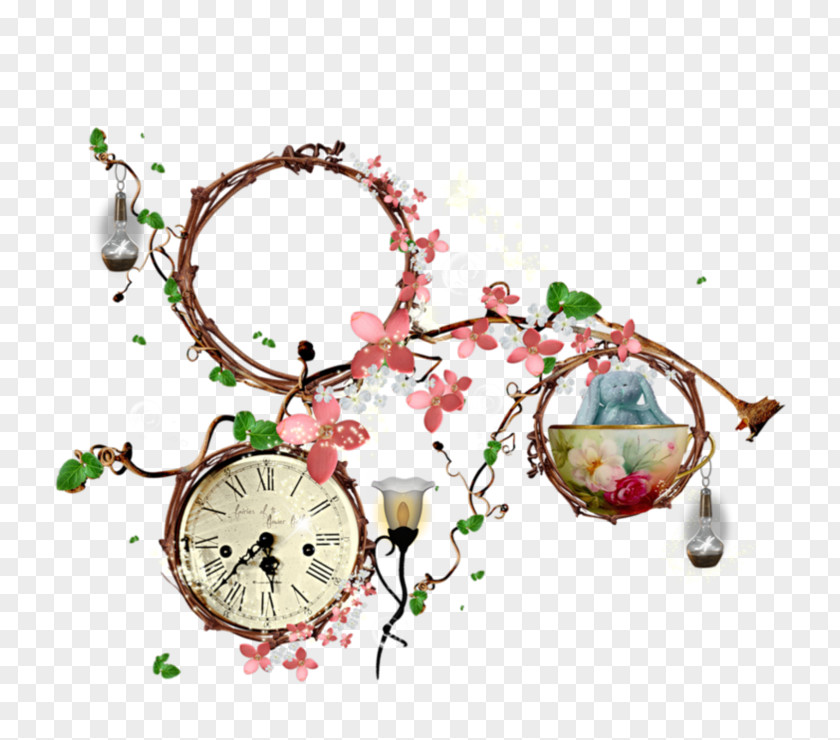 Watch Flower Vine Frame PNG