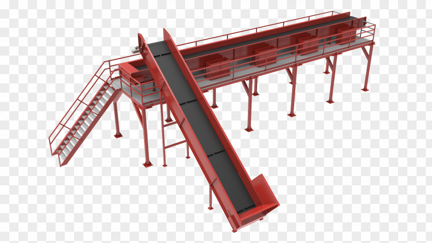 Municipal Solid Waste Conveyor System Machine Belt Manufacturing Industry PNG