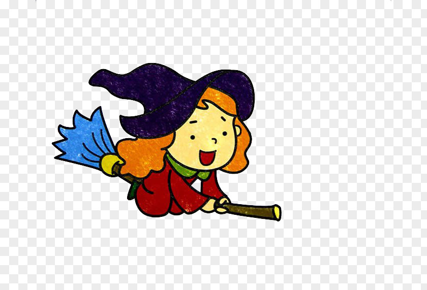 Witch Riding A Broom Hag PNG