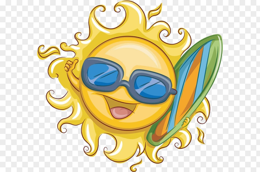 Cartoon Sun Sunglasses Surfing Surfboard Royalty-free Clip Art PNG
