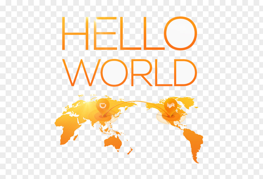 Gold Hello World Globe Map PNG