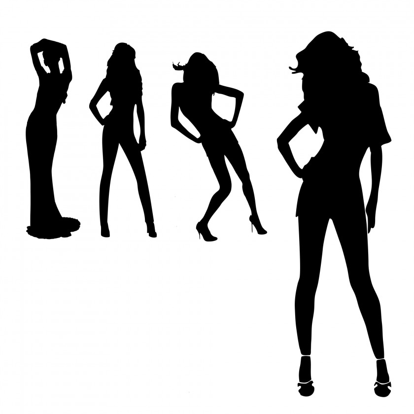 Women Silhouettes Model Fashion Runway Clip Art PNG