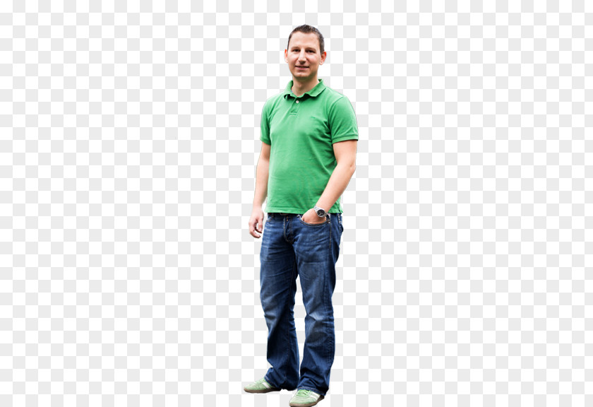 Young Man Jeans T-shirt Green Sleeve PNG