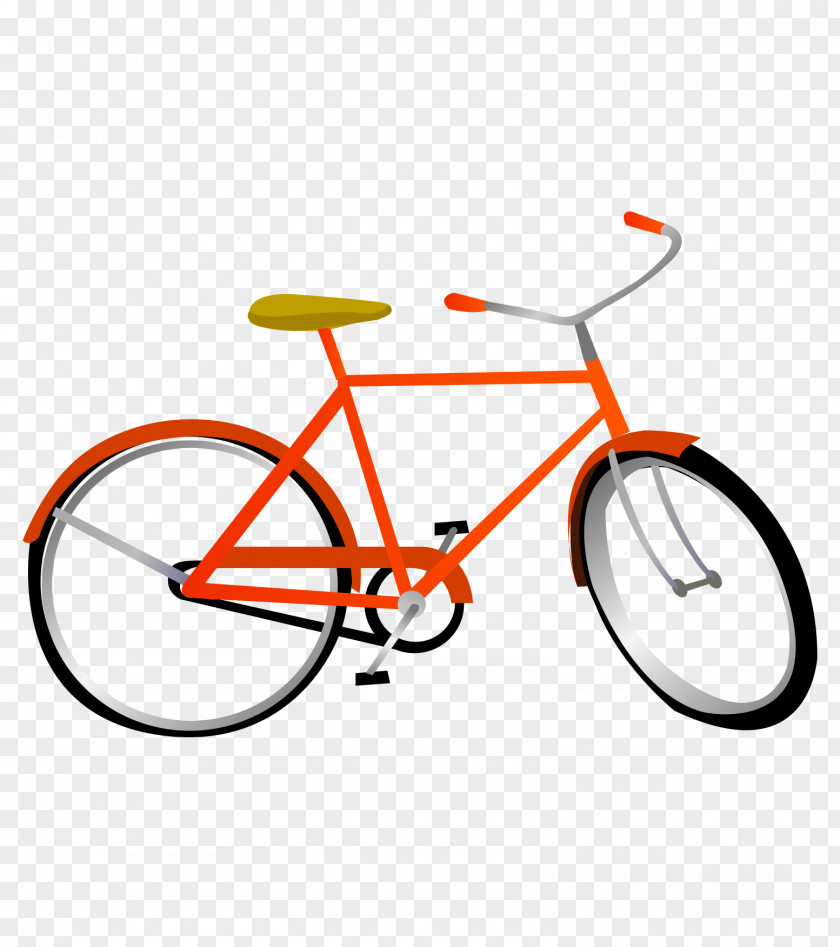 Vector Cartoon Hand Painted Orange Fashion Bike Bicycle Mountain Bikes Shimano Cycling PNG