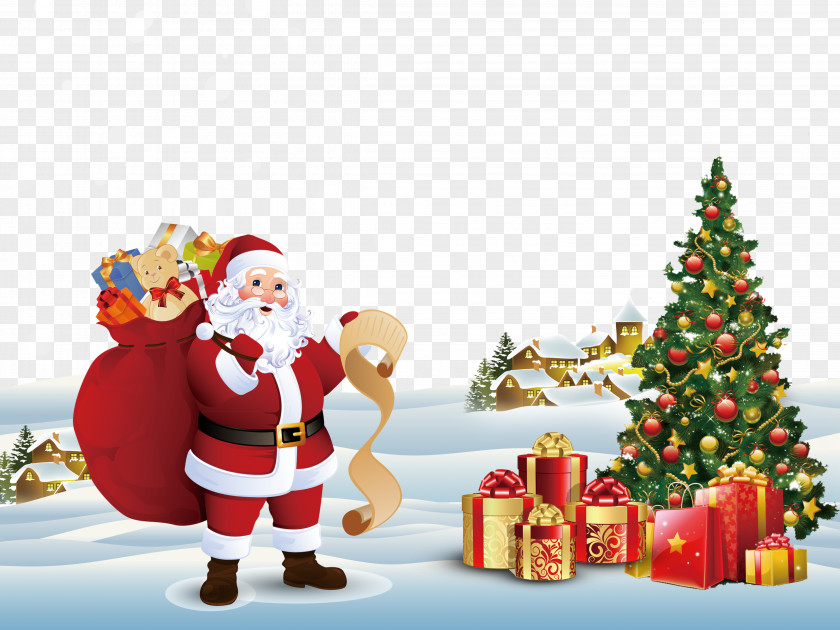 Christmas Elements Free Download Santa Claus Candy Cane Decoration Tree PNG