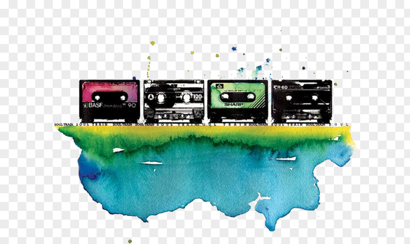 Compact Cassette Watercolor Painting Magnetic Tape PNG painting tape, Music cassette clipart PNG