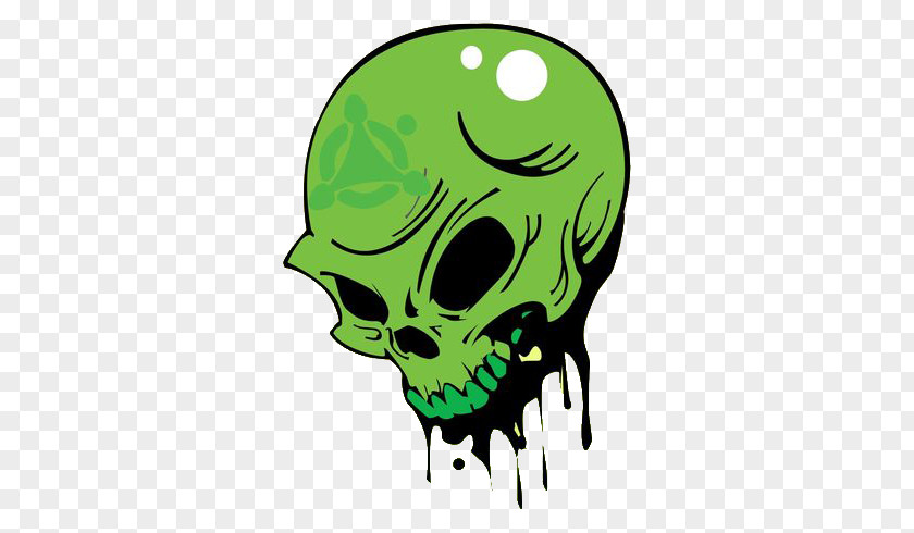 Green Skull Human Symbolism Drawing PNG