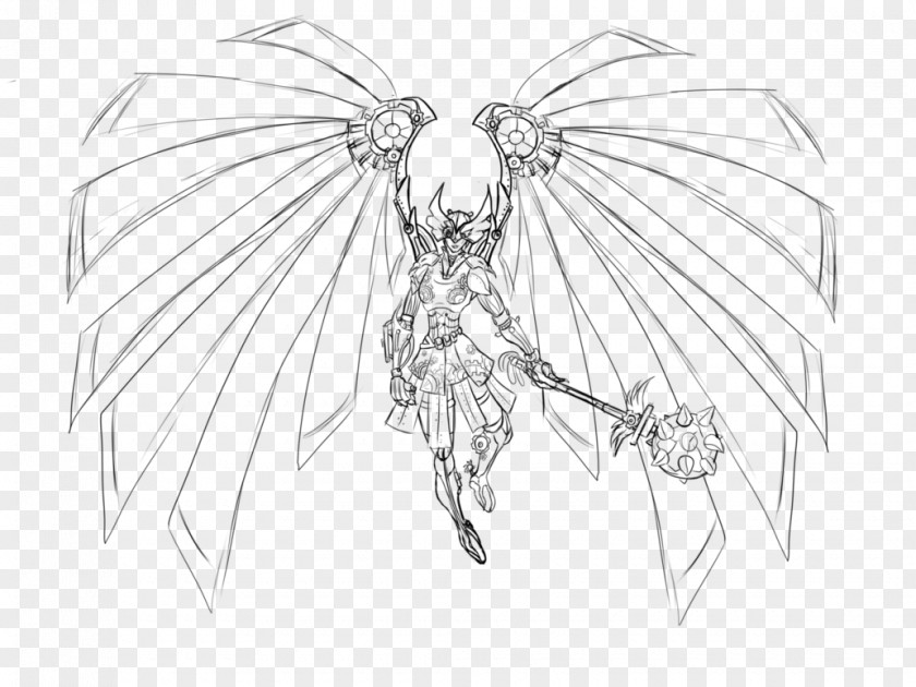 Hawkgirl Drawing Visual Arts Black And White Sketch PNG
