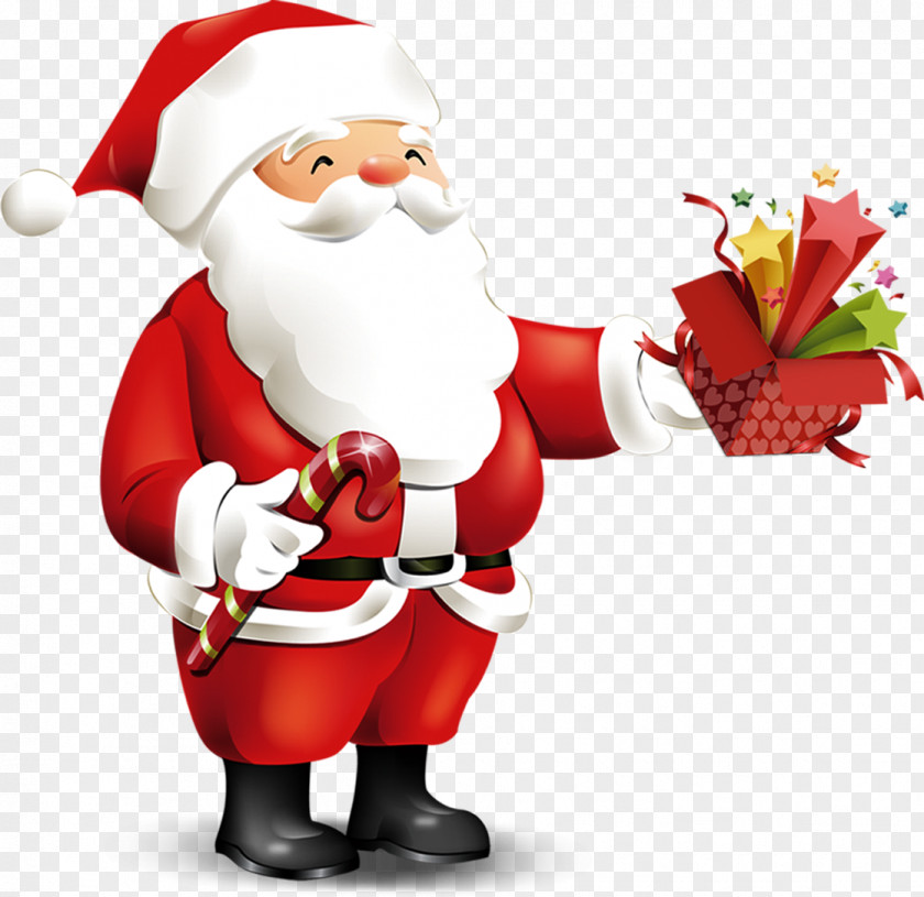 Santa Claus With A Gift ISO 7736 Christmas Tree Stocking PNG