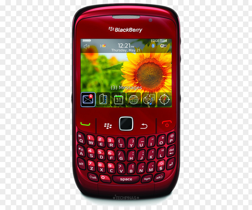 Curve Red BlackBerry 9300 Smartphone QWERTY 8520 PNG