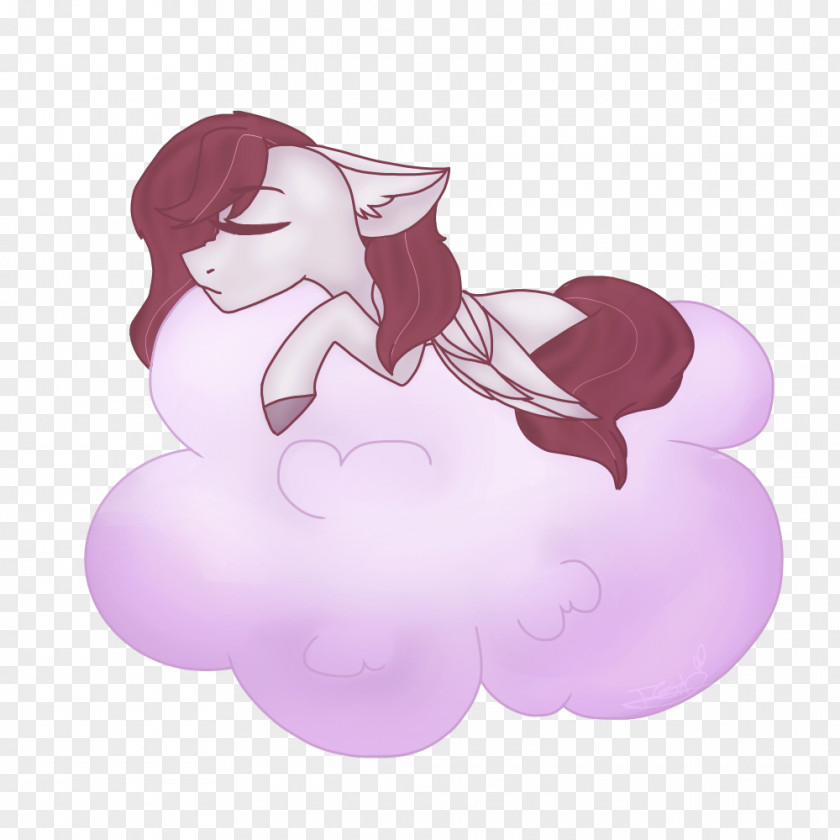 Dreaming Cloud Horse Animated Cartoon Pink M PNG