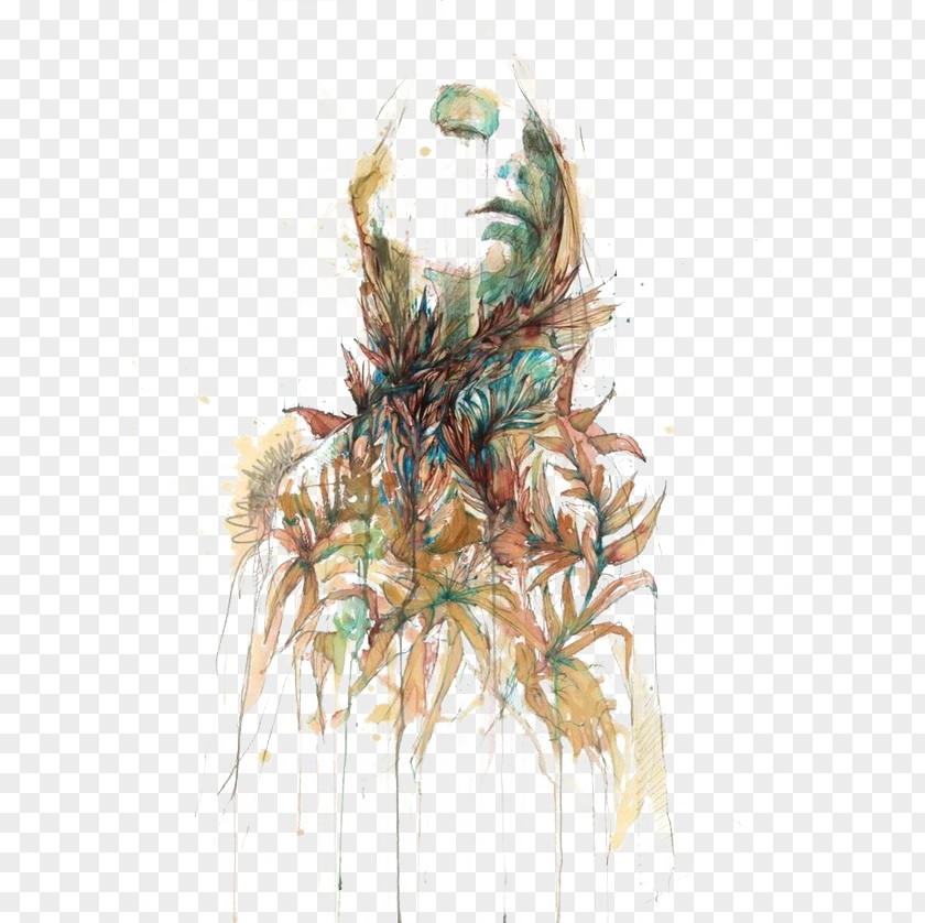 Woman Tea Ink Painting Drawing Carne Griffiths Ltd PNG