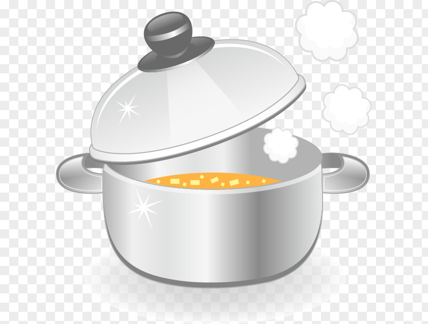 Hand-painted Silver Pattern Pot Instant Noodle Stock PNG