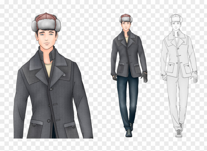 Fashion Model Illustration Tuxedo M. PNG