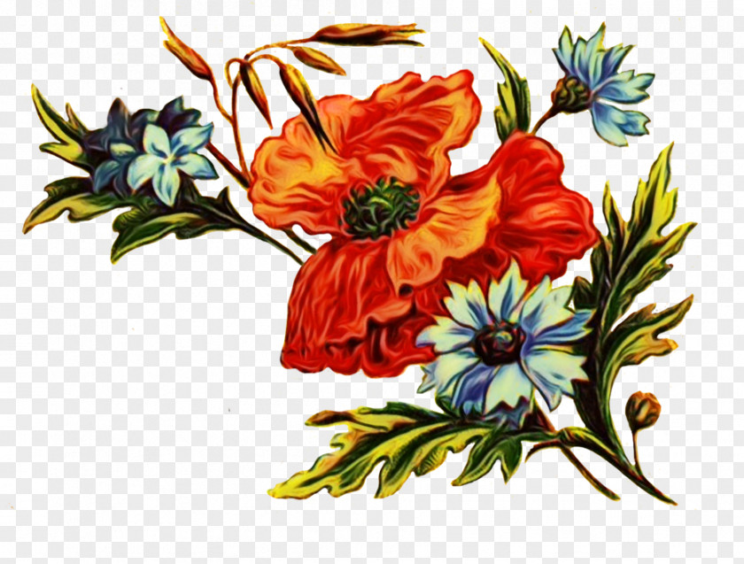 Watercolor Paint Flower Arranging Art PNG