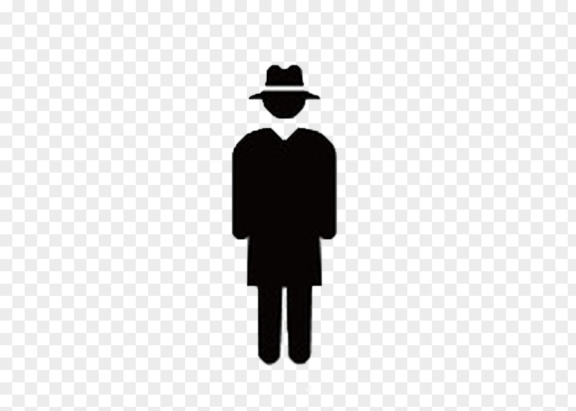 Cartoon Black Man Pictogram Silhouette Detective Person PNG