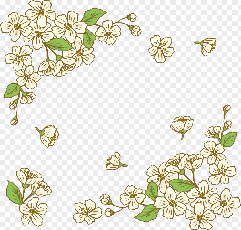 Hand Painted Cherry Blossoms Floating Down Blossom Euclidean Vector PNG