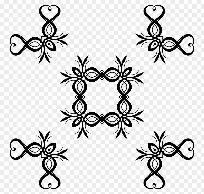 Design Black And White Floral Ornament Art Clip PNG