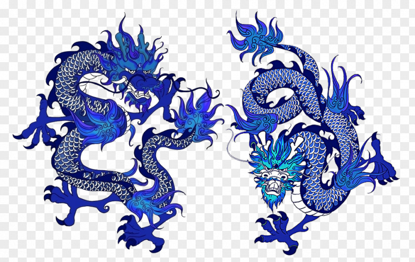 Free Blue Dragon Pull Material Jingdezhen And White Pottery Chinese Clip Art PNG
