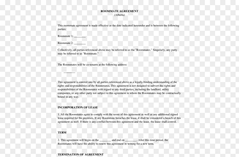 Roommate Document Template Form Microsoft Word PDF PNG
