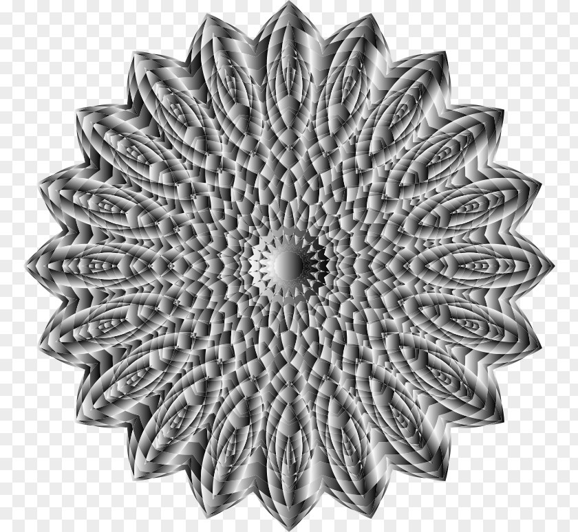 Mandala Drawing Black And White Grayscale Palette PNG