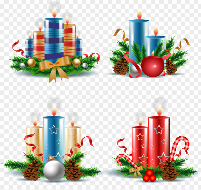 Cartoon Vector Christmas Candles Tree Candle Euclidean PNG