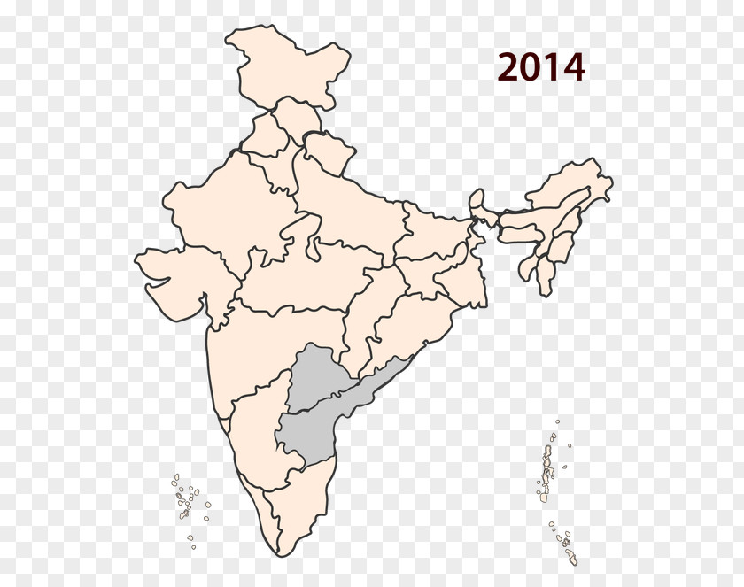 India Indian General Election, 2014 Blank Map Mapa Polityczna PNG
