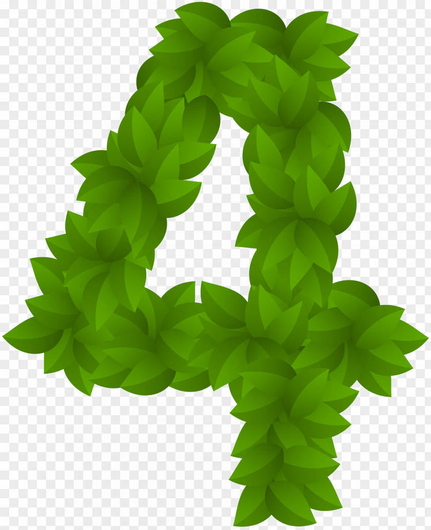 Leaf Number Four Green Clip Art Image PNG