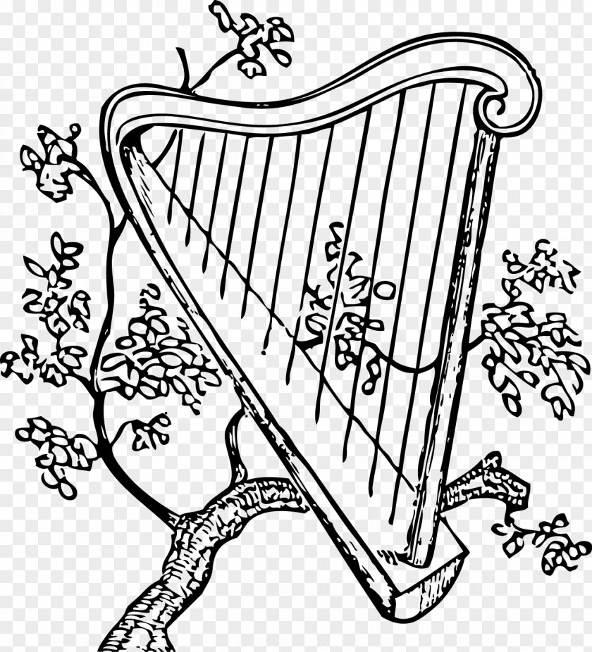 Vector Harp Musical Instrument Clip Art PNG