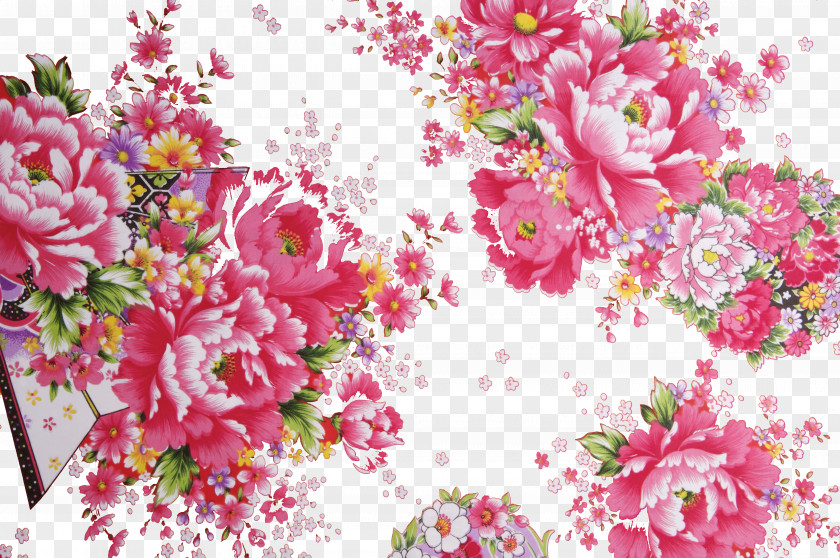 Vintage Chinese Peony Fabric China Textile Paeonia Lactiflora Wallpaper PNG