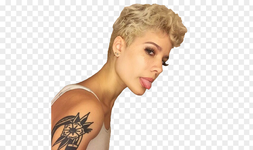 Hair Halsey Pixie Cut Blond Blue Hairstyle PNG