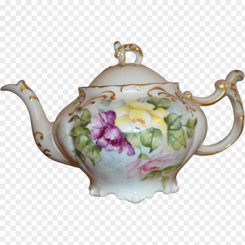 Hand Painted Teapot Kettle Porcelain Tennessee Tableware PNG