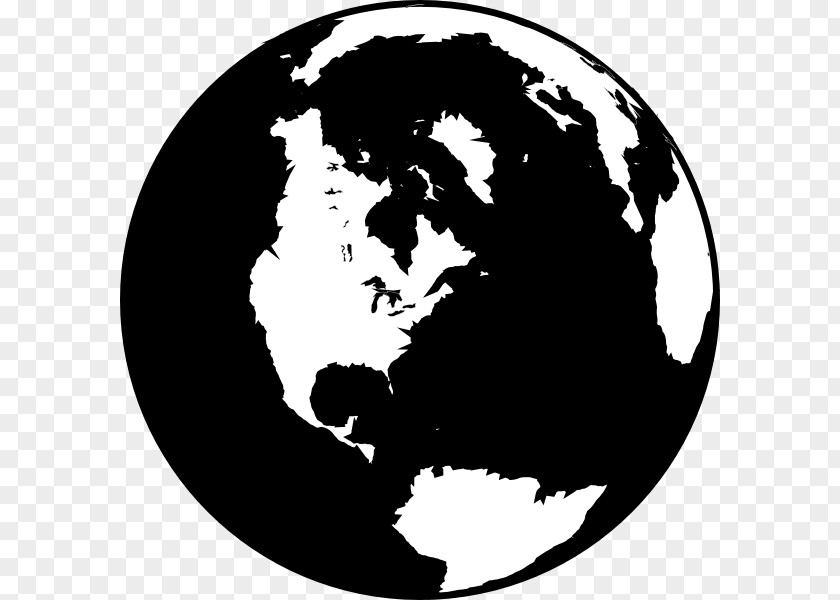 Earth Black And White Globe World Clip Art PNG