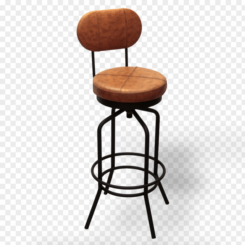 Steel Bar Stool Chair Wood PNG