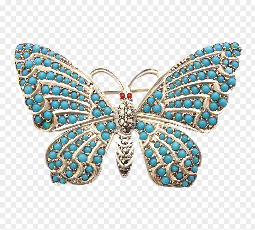 Decorative Stones Turquoise Brooch PNG