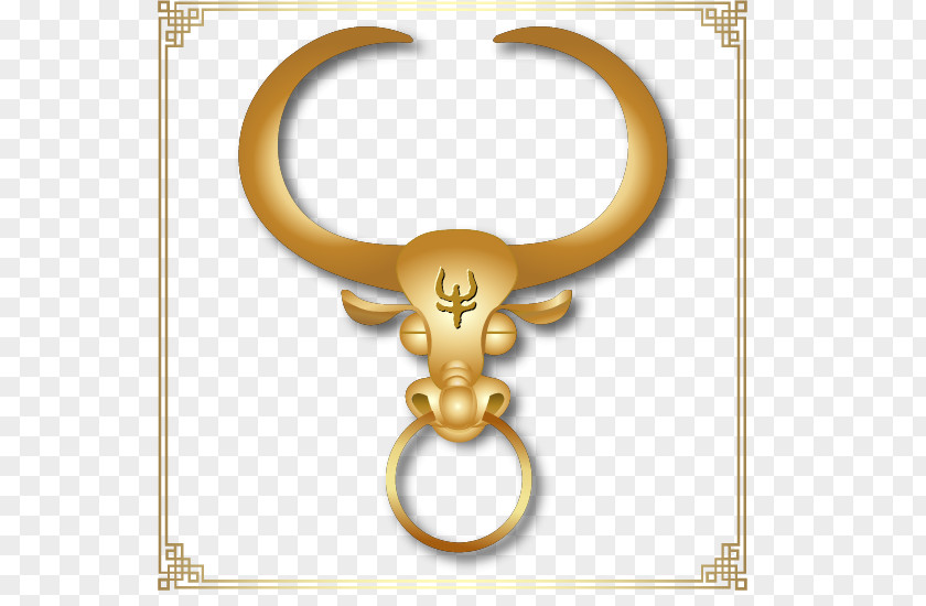 Vector Hand-painted Chinese Style Cow Clip Art PNG