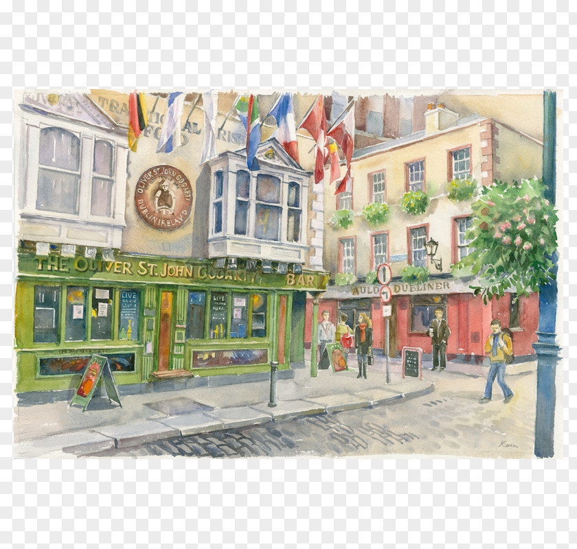 Painting Watercolor Oliver St. John Gogarty's Hostel Ludmila Korol Pub PNG