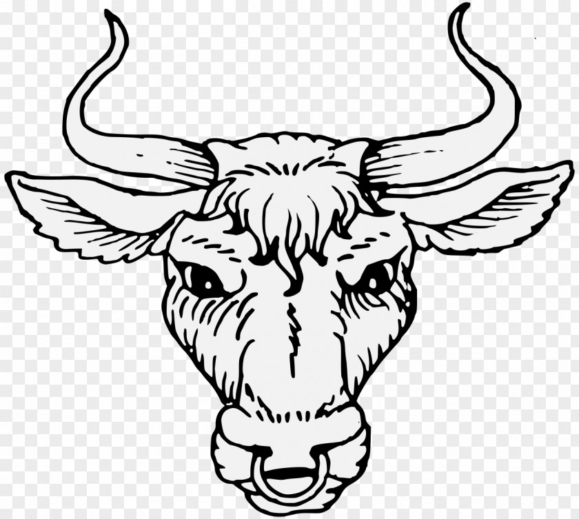 Horn Bovine Head Snout Black-and-white PNG