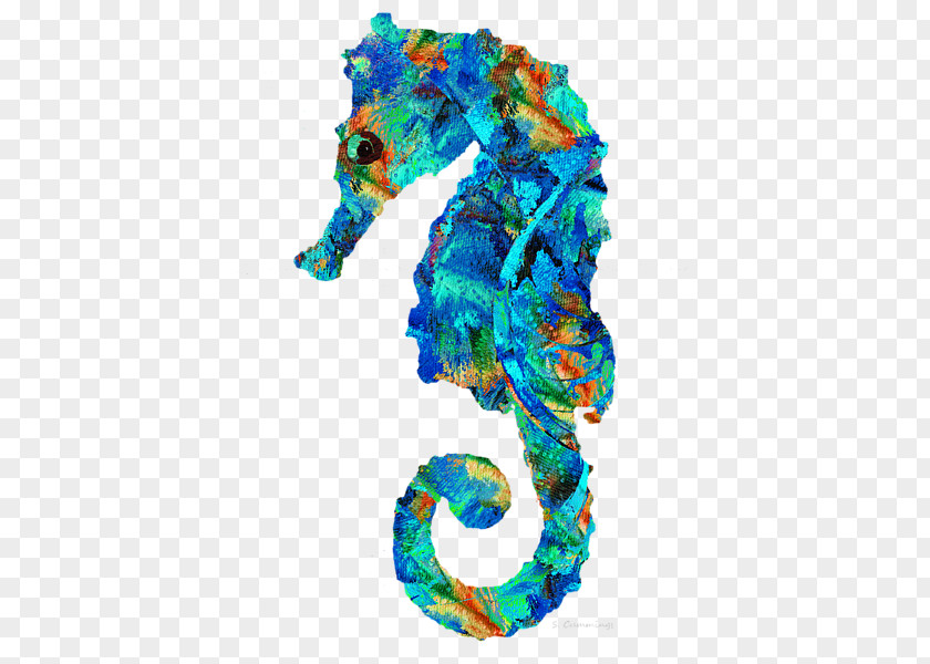 Seahorse Work Of Art Watercolor Painting Canvas Print PNG