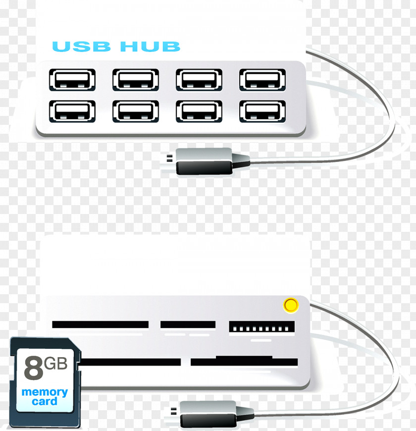 USB Hub Memory Card Reader Secure Digital Icon PNG