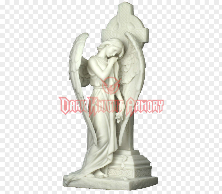 Stone Statue Weeping Angel Mourning Figurine PNG