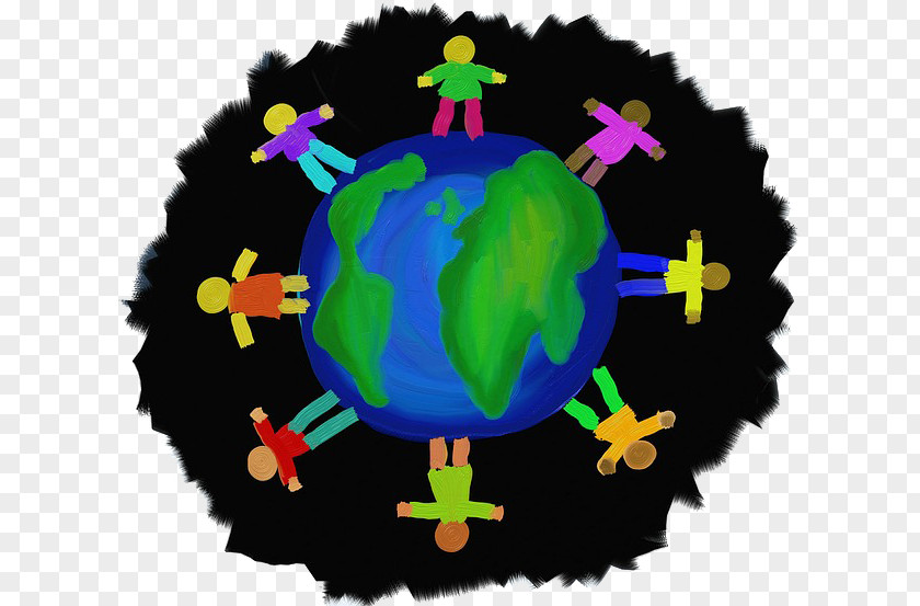 People And Earth-painted Cartoon Globe World Stock Photography Clip Art PNG