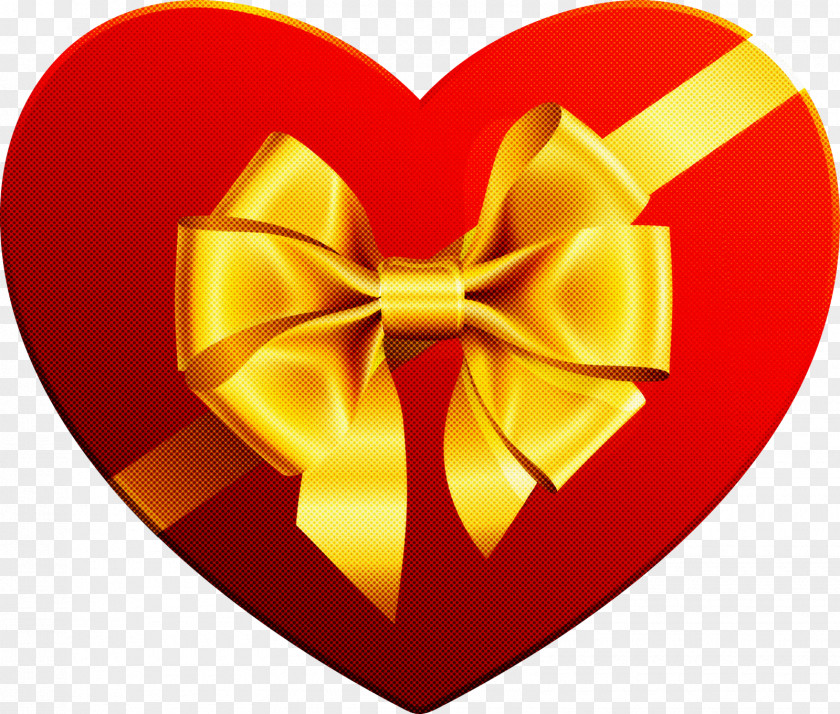 Heart Yellow Red Ribbon Love PNG