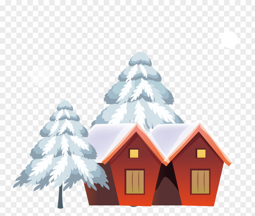 Vector Snow Tree House Wallpaper PNG