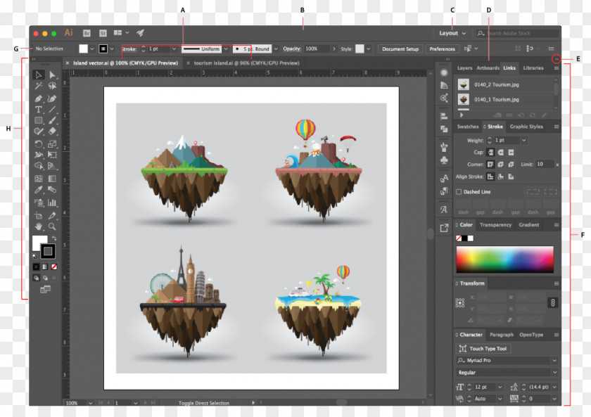 Illustrator Workspace Graphic Design Adobe Creative Cloud PNG