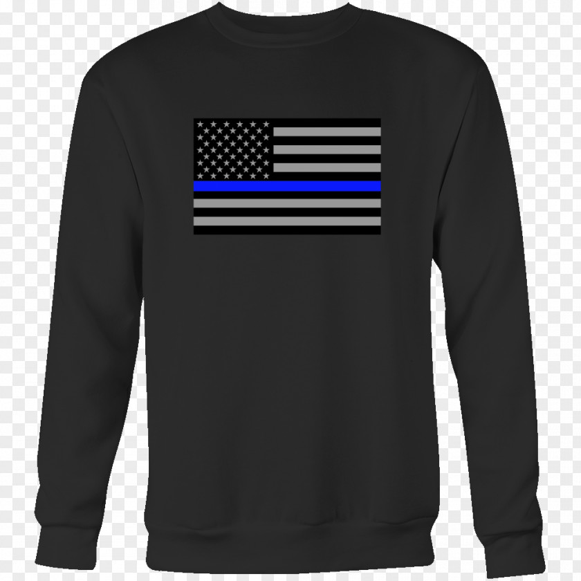 Blue Line Flag Long-sleeved T-shirt Clothing Crew Neck PNG