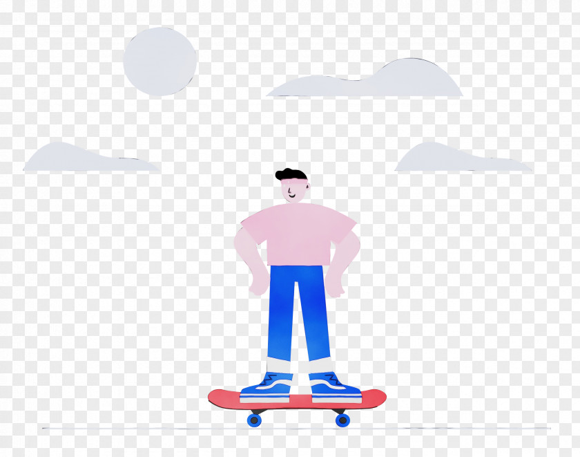 Cartoon Skateboarding Line Skateboard Male PNG