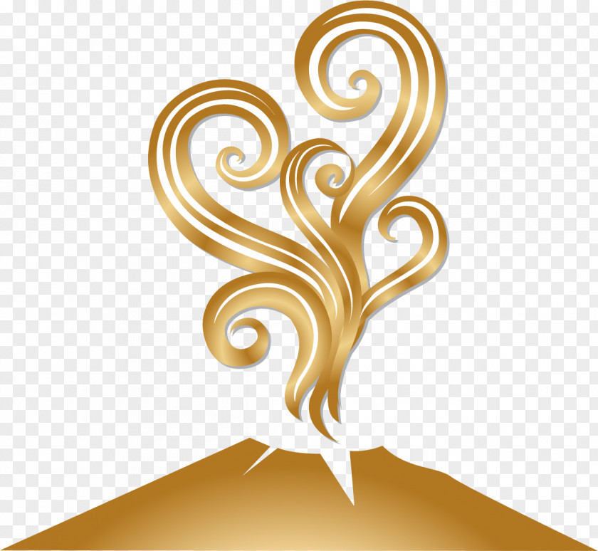 Golden Volcano Erupts Mount Vesuvius Logo Illustration PNG